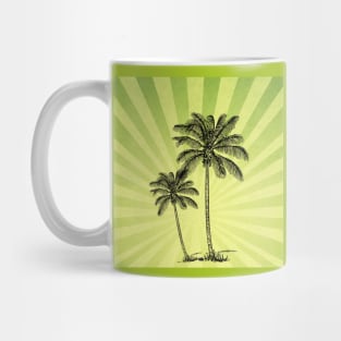 Vintage palm trees on lemon green Mug